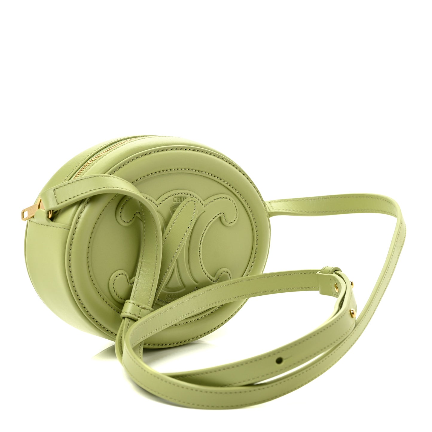 Smooth Calfskin Cuir Small Triomphe Oval Purse Crossbody Light Jade