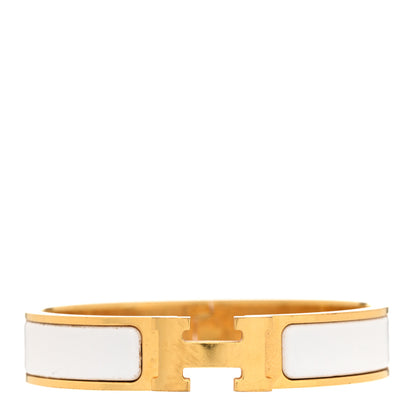 Hermes Enamel Narrow Clic Clac H Bracelet PM White 1 of 7