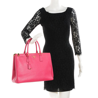 Prada Saffiano Large Galleria Double Zip Tote Fuxia 2 of 9