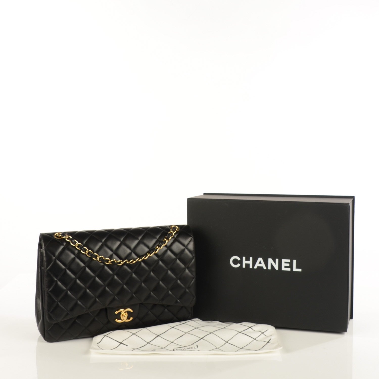 Chanel Lambskin Quilted Maxi Double Flap Black 5 of 9