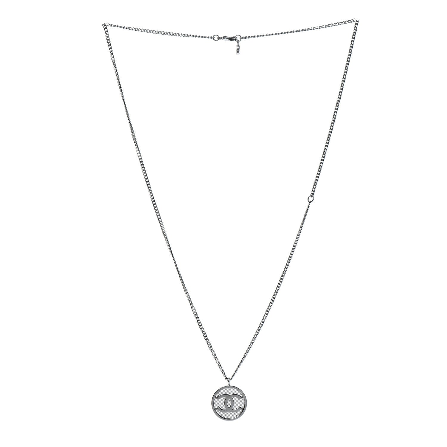 Chanel Mesh CC Necklace Silver 3 of 4