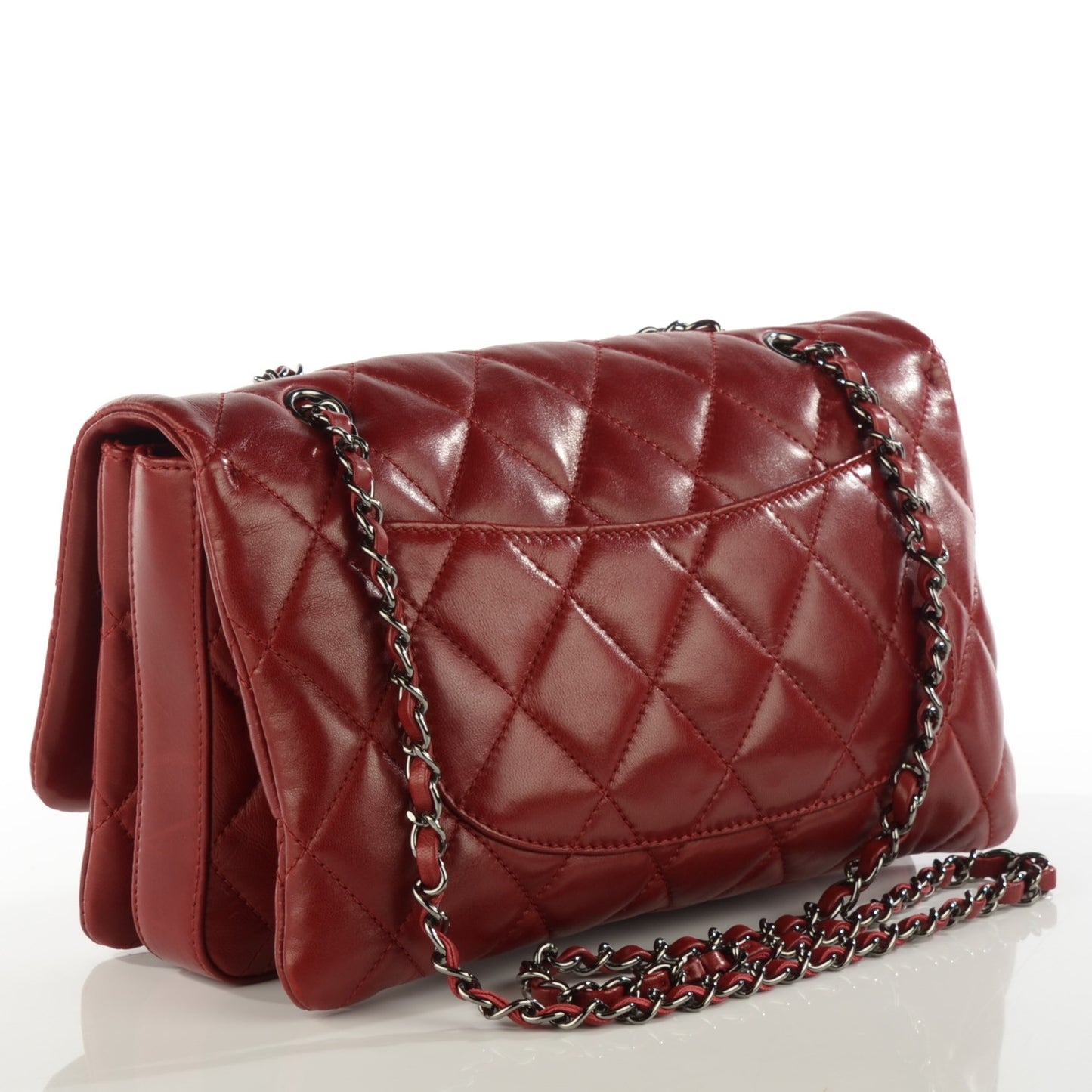 Lambskin Quilted Large 3 Flap Red