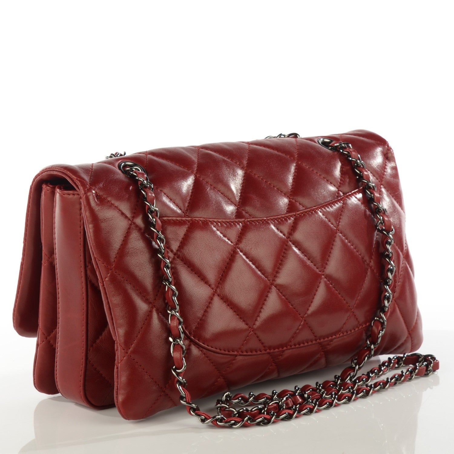 Chanel Lambskin Quilted Large 3 Flap Red 3 of 8