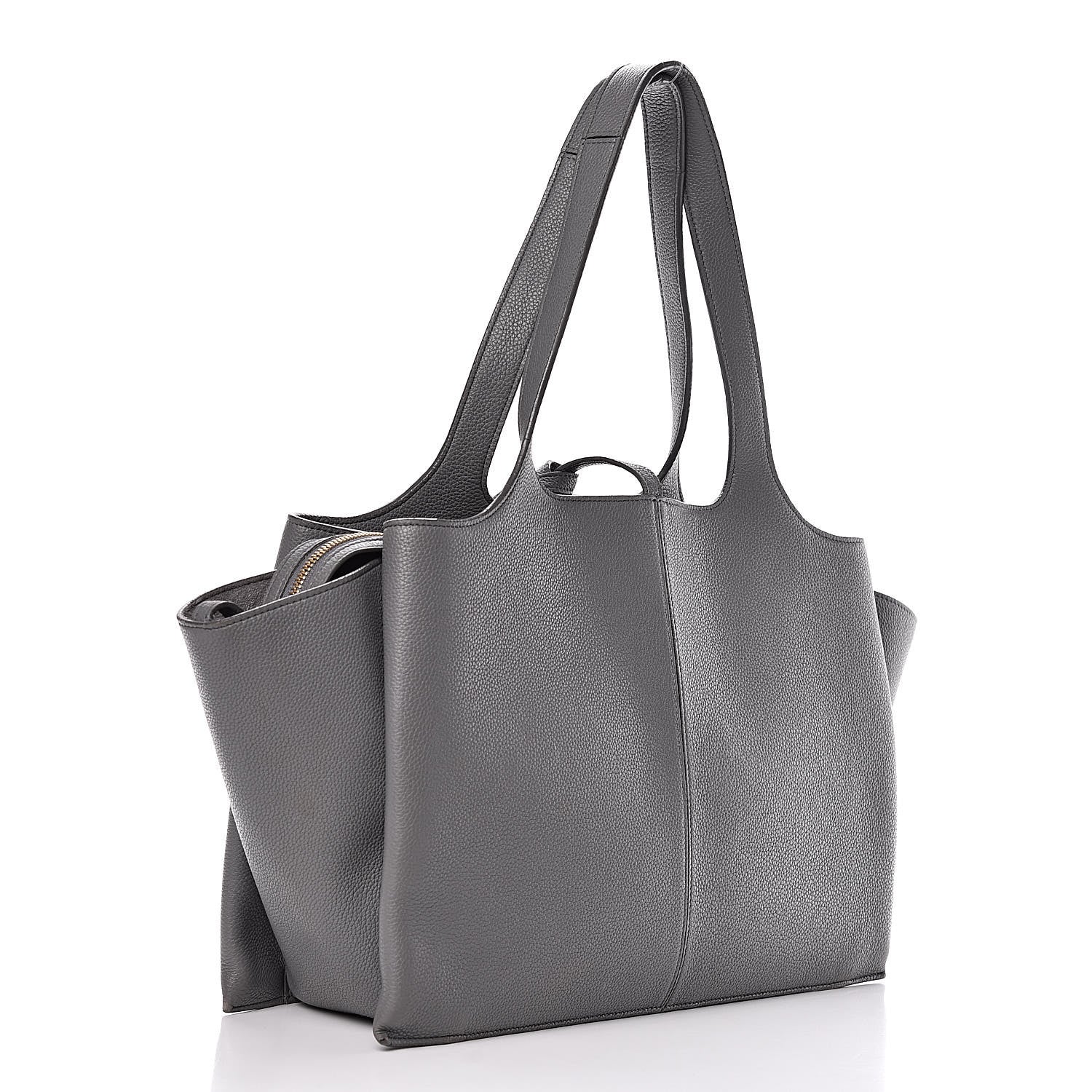 Celine Baby Grained Calfskin Medium Tri-Fold Bag Grey 3 of 15