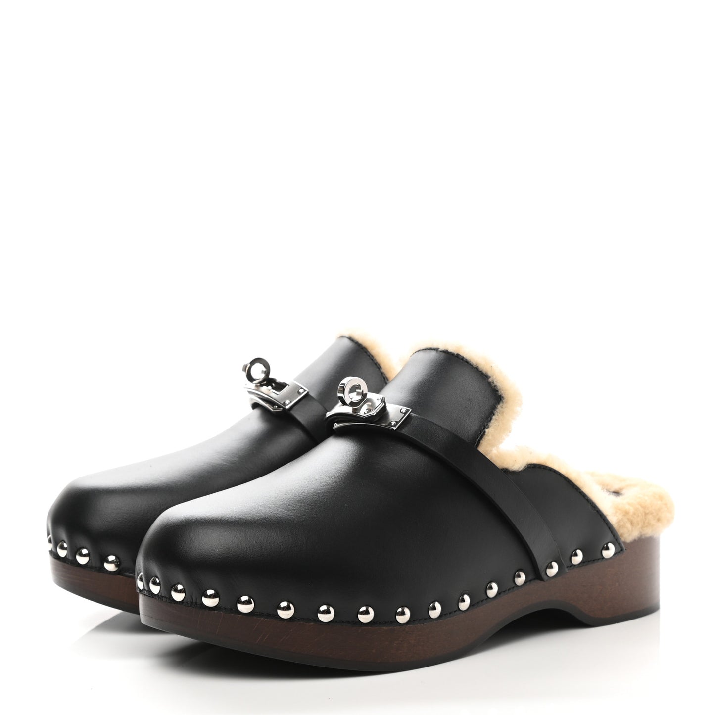 Calfskin Wool Carlotta Mules 35 Black