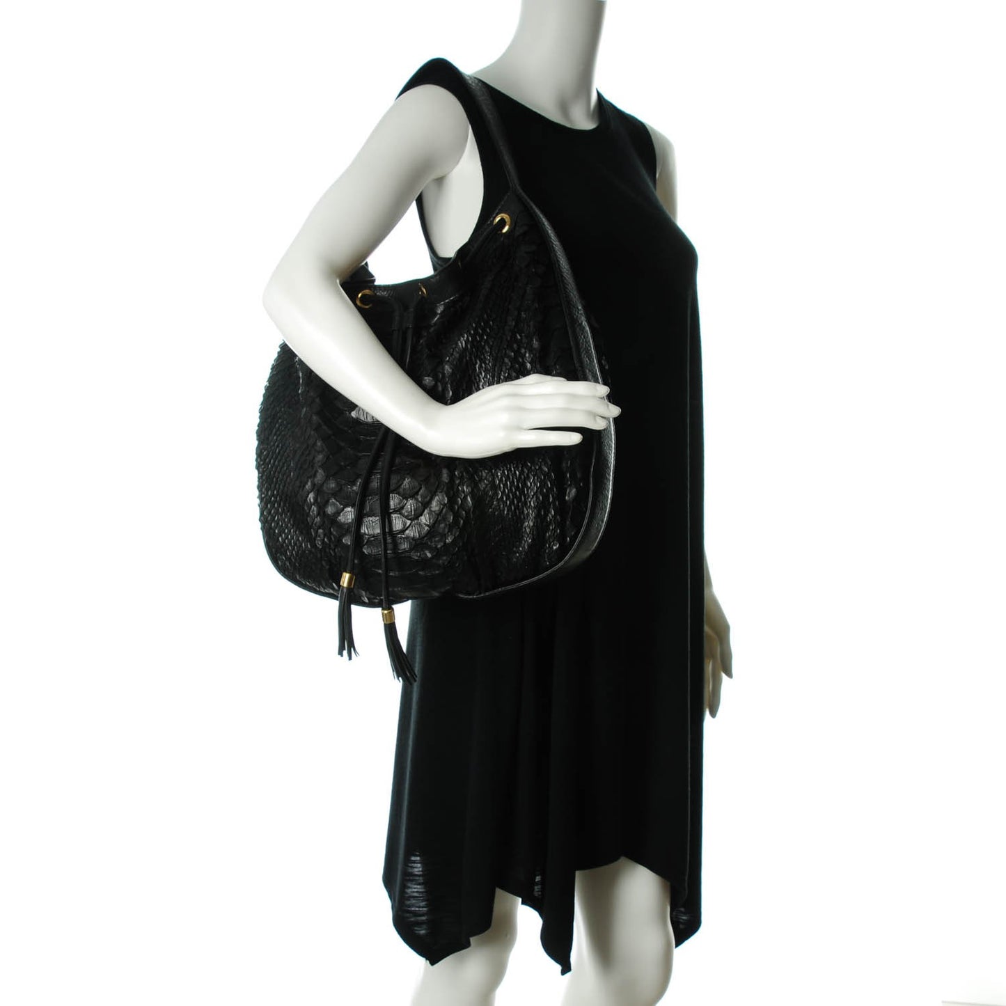 Python Medium Interlocking Icon Shoulder Bag Black