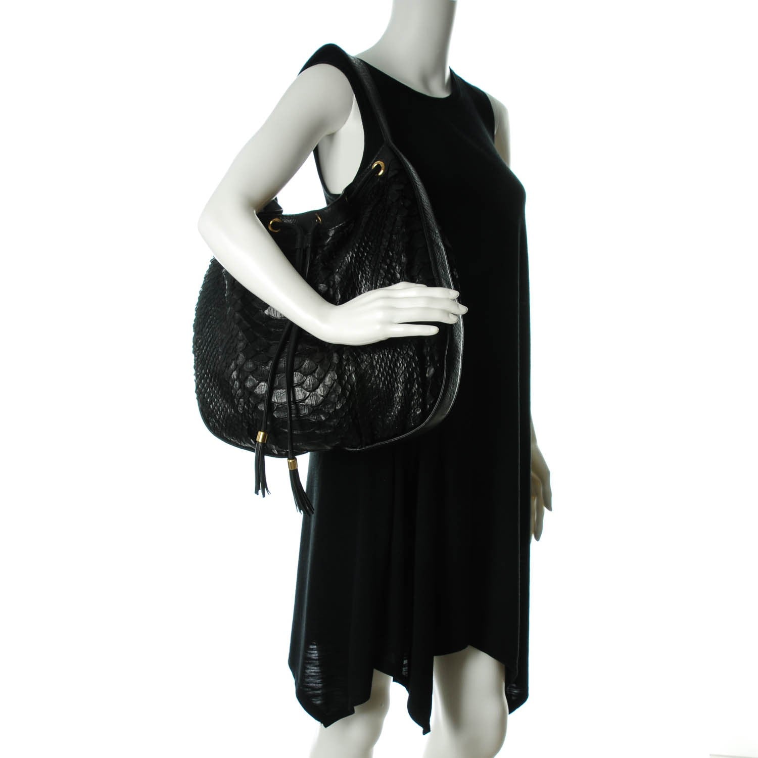 Gucci Python Medium Interlocking Icon Shoulder Bag Black 2 of 7