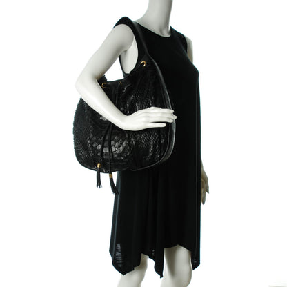 Gucci Python Medium Interlocking Icon Shoulder Bag Black 2 of 7