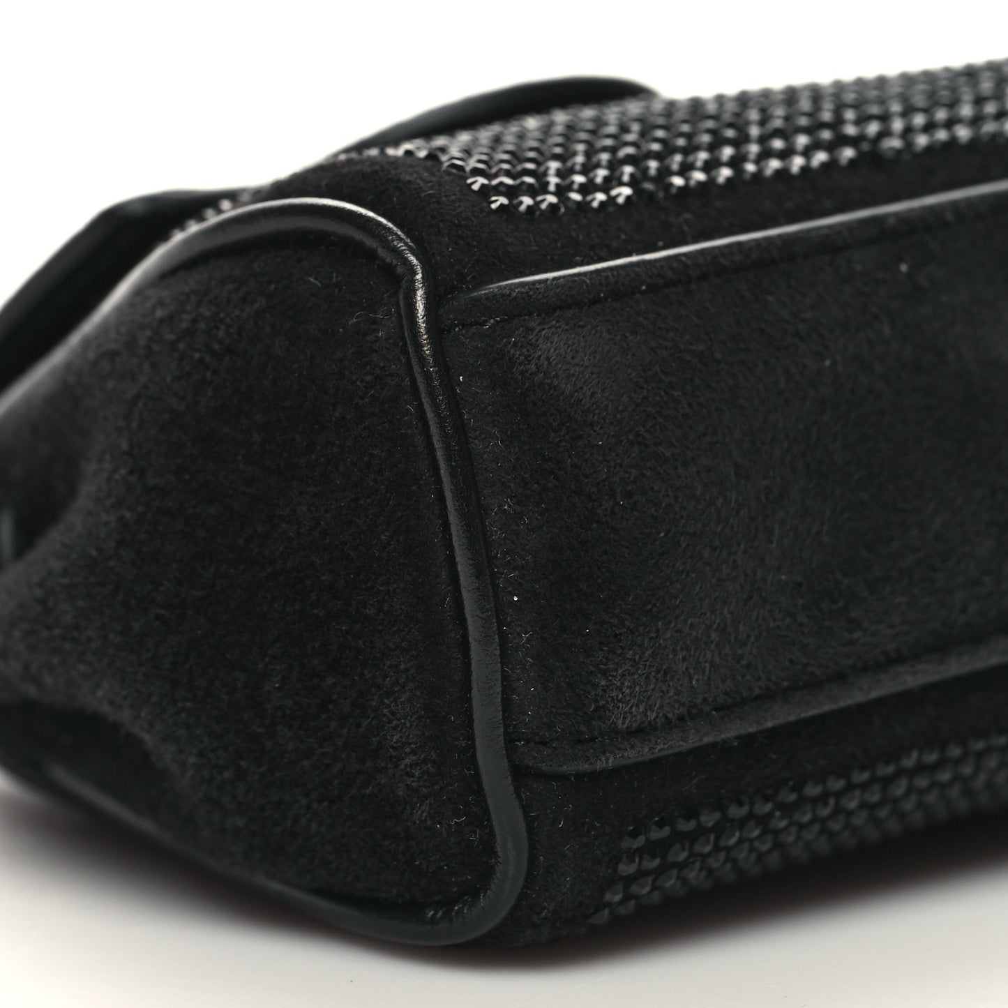 Suede Crystal Studded Micro La Medusa Bag Black