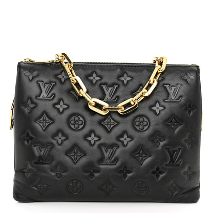 Louis Vuitton Lambskin Embossed Monogram Coussin PM Black 1 of 11