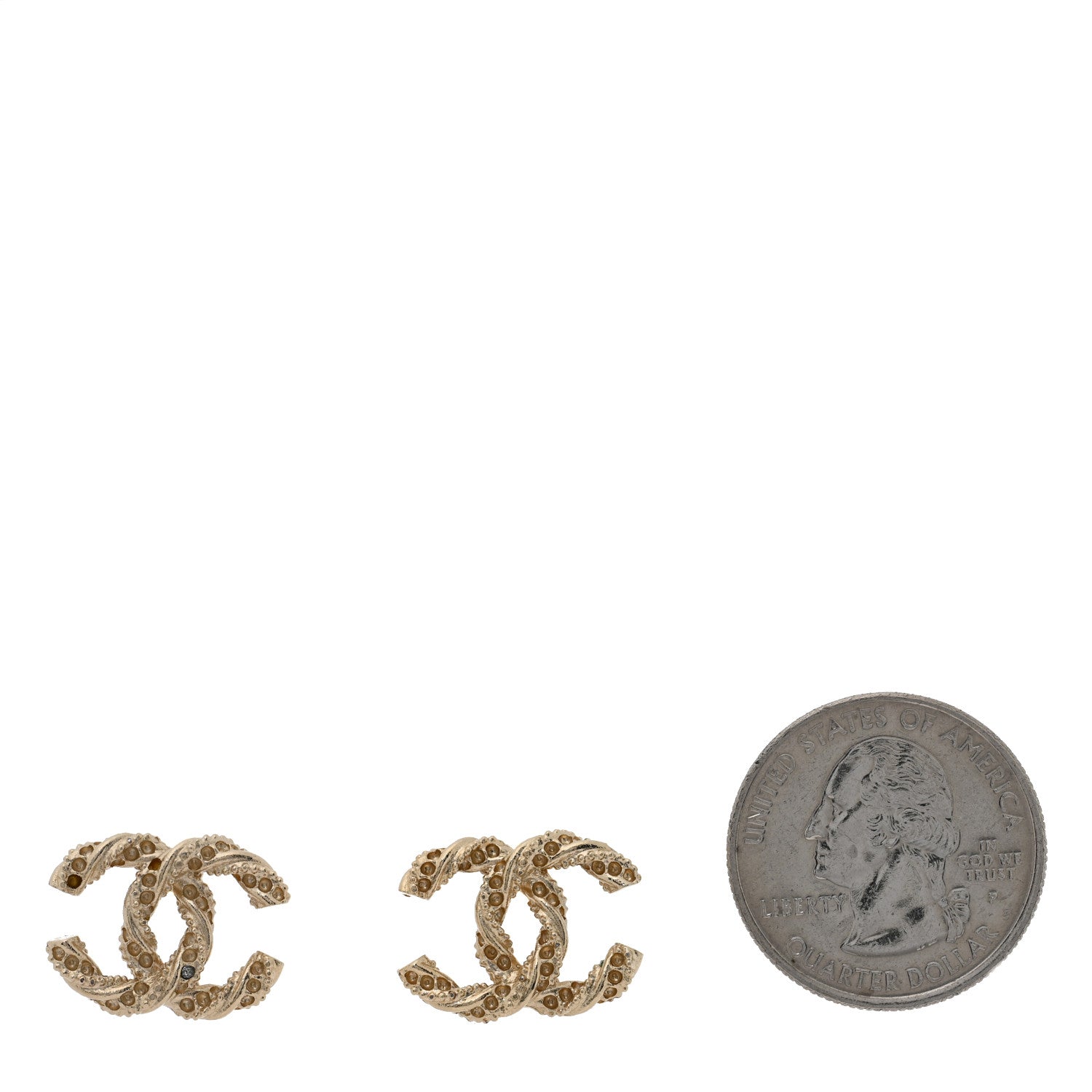 Chanel Crystal Twisted CC Earrings Gold 2 of 5
