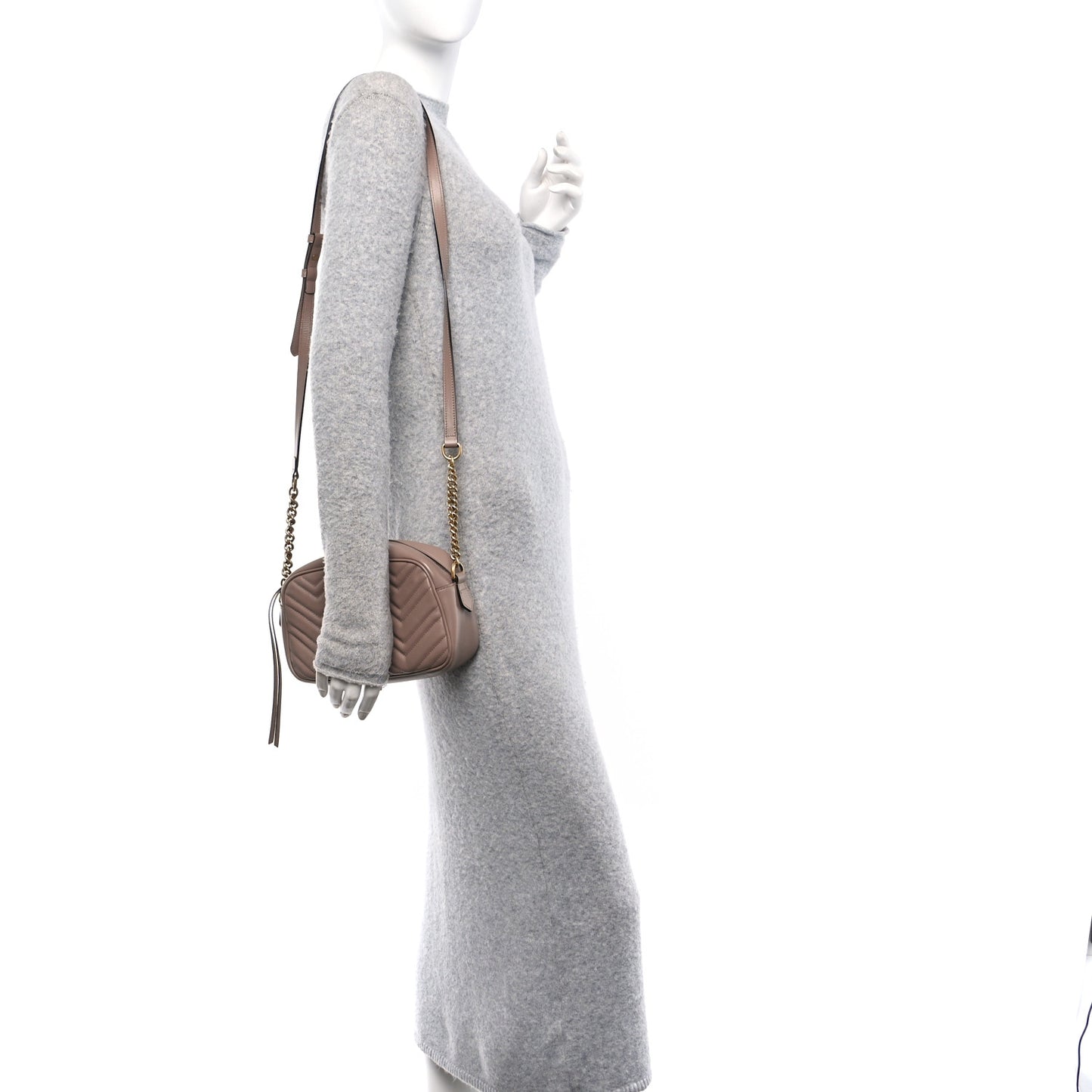 Calfskin Matelasse Small GG Marmont Chain Shoulder Bag Porcelain Rose