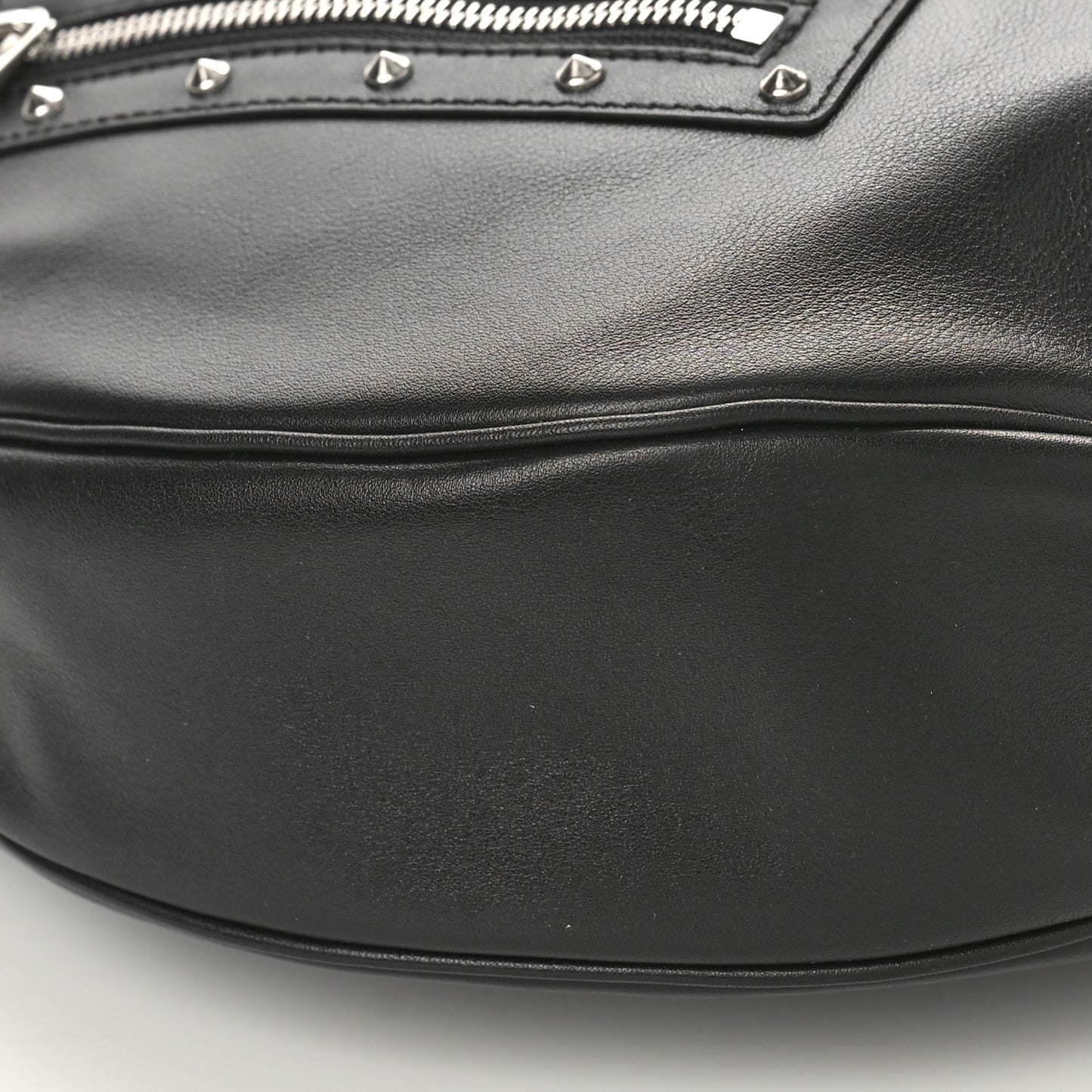 Calfskin Studded Medium Repeat Zip Hobo Black
