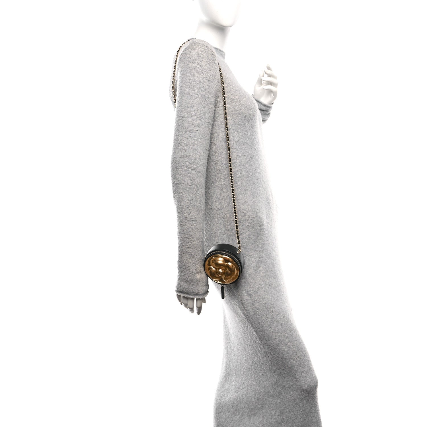 Chanel Lambskin Mini Camellia Bouquet Clutch With Chain Black Gold 3 of 10