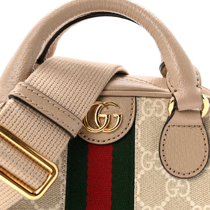 Gucci GG Supreme Monogram Textured Dollar Calfskin Web Mini Ophidia Top Handle Bowler Bag Beige Mystic White Oatmeal 8 of 11