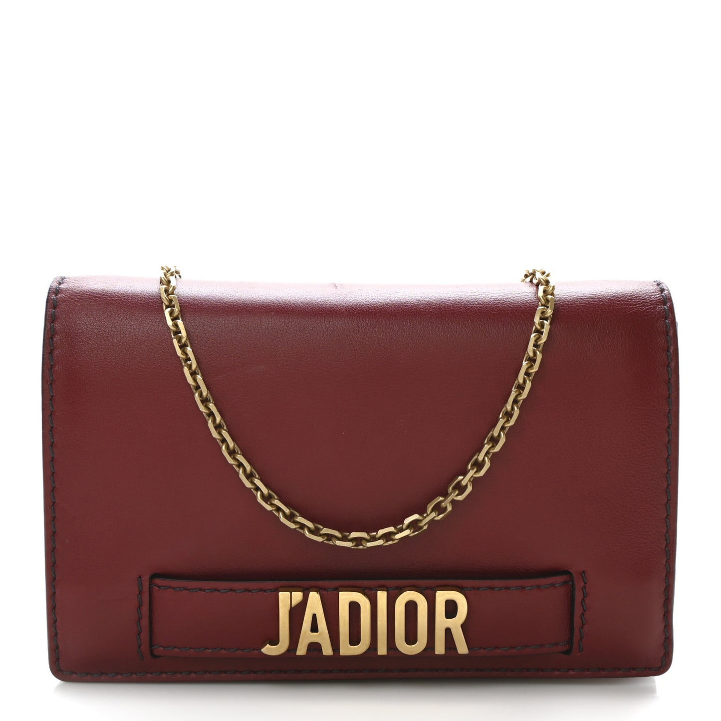Calfskin J'Adior Wallet on Chain Pouch Red