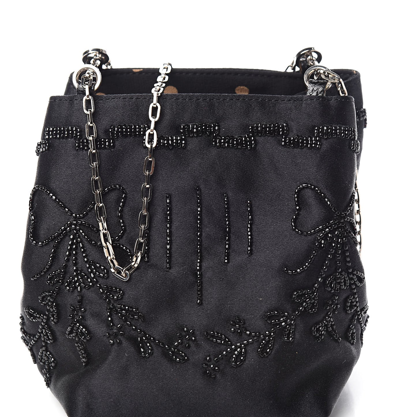Satin Sequin Embellished Micro Shopping Bag Black