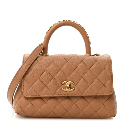 Chanel Caviar Quilted Mini Coco Chain Handle Flap Dark Beige 1 of 14