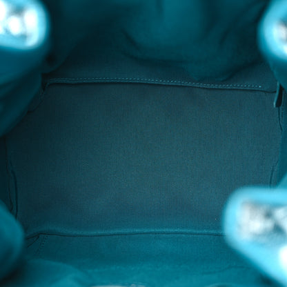 Chanel Caviar Flat Quilted CC Chain Bucket Drawstring Bag Blue 5 of 11