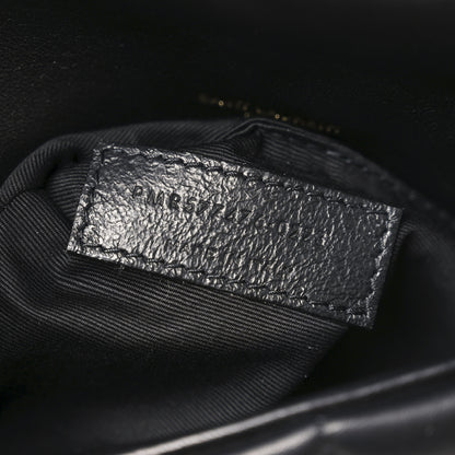 Saint Laurent Lambskin Quilted Tri-Metal Small Loulou Puffer Monogram Chain Satchel  Black 7 of 10