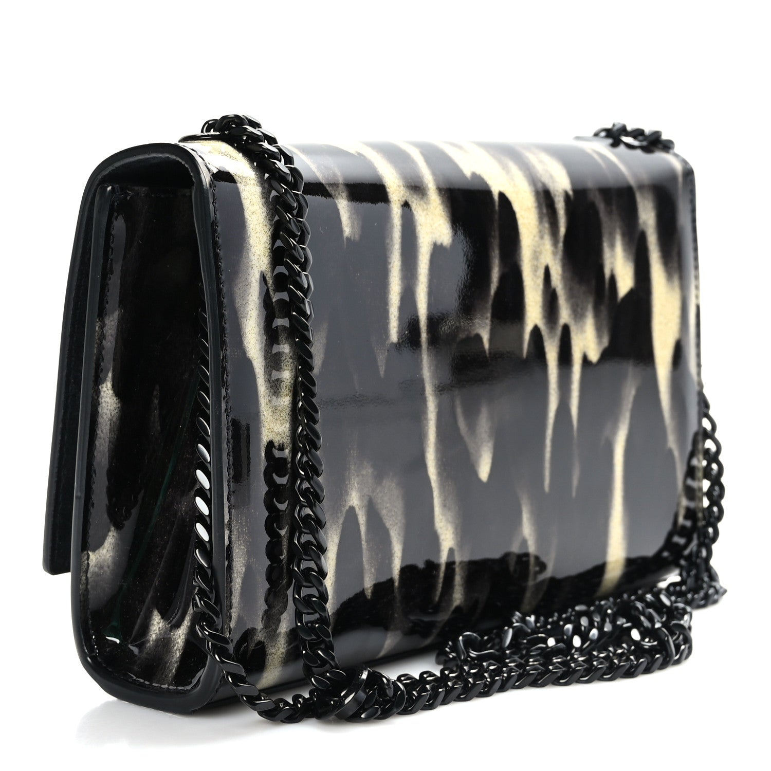 Saint Laurent Patent Small Monogram Kate Satchel Black Ivory Gold 3 of 8