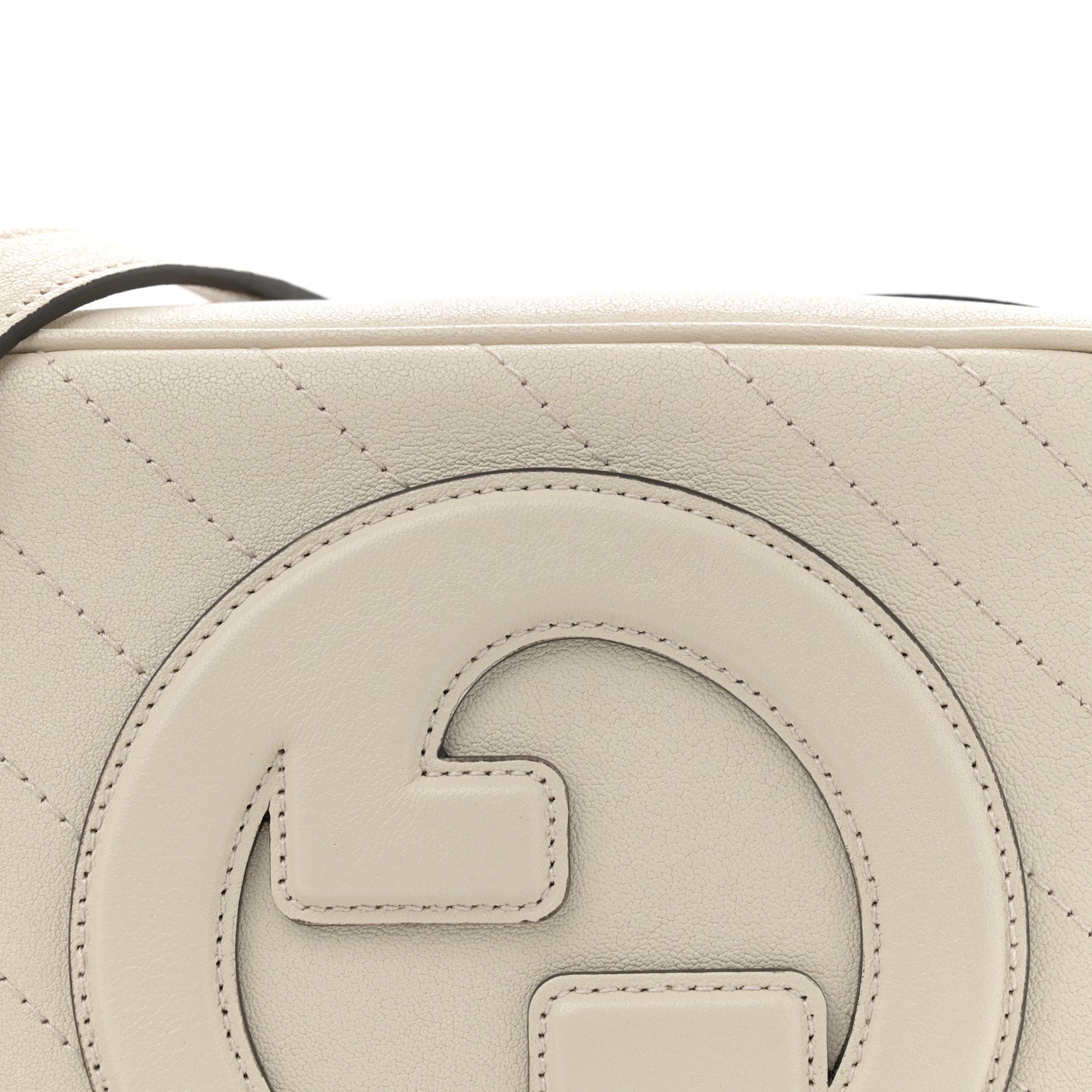 Sakai Be Green Calfskin Diagonal Stitched Small Blondie Shoulder Bag Mystic White
