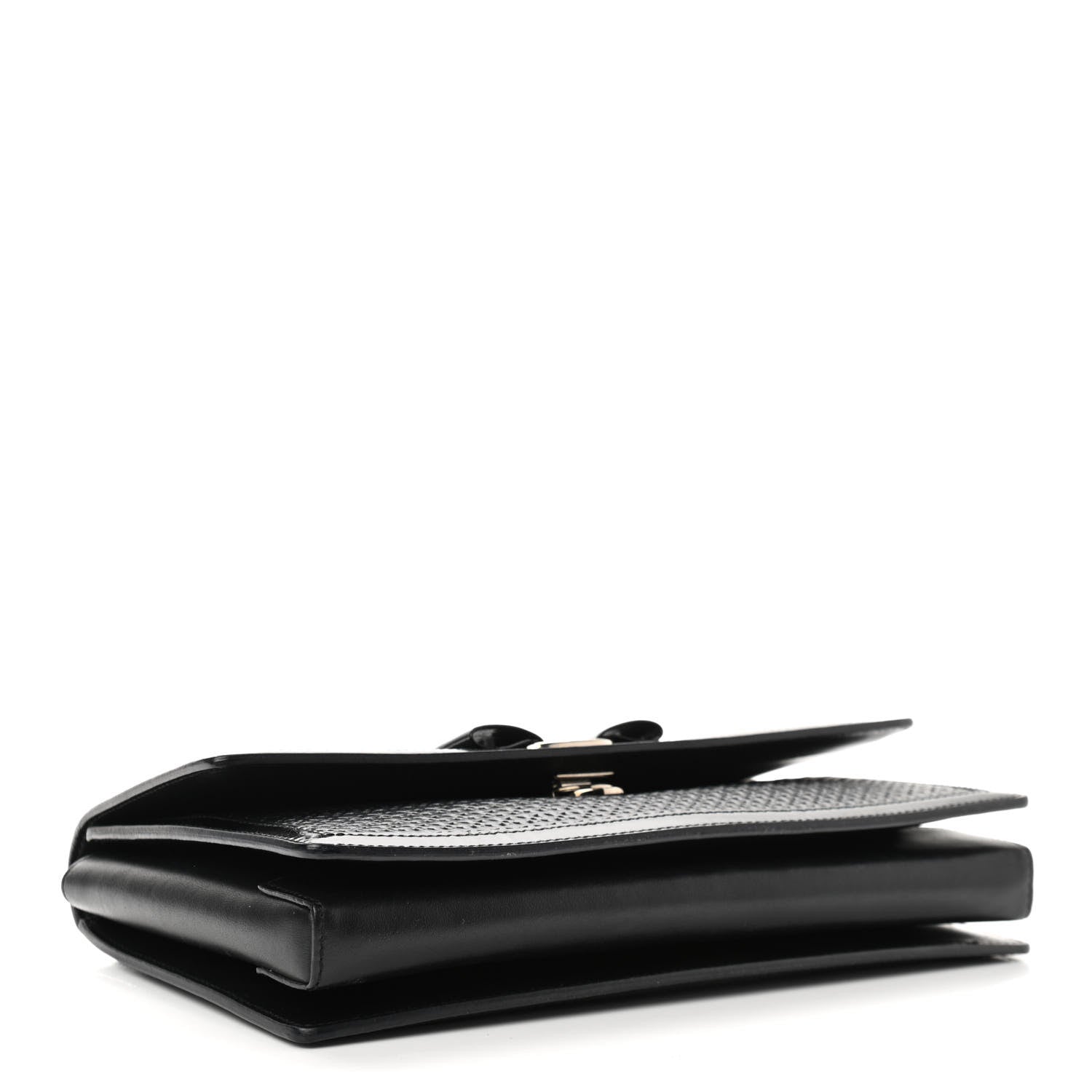 Salvatore Ferragamo Perforated Calfskin Patent Ginny Bow Crossbody Bag Black 4 of 15