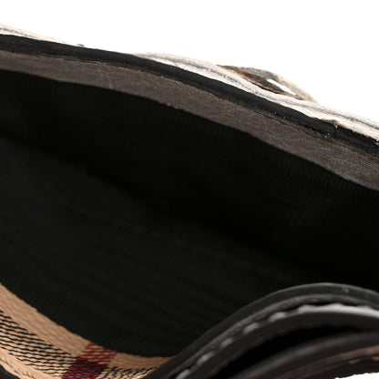 Burberry Calfskin Haymarket Check Cat Applique Card Case Black White 8 of 10