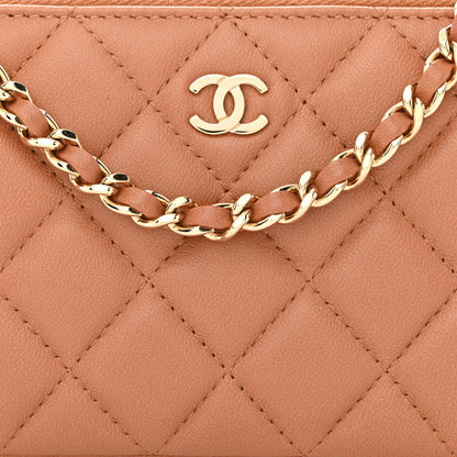 Chanel Lambskin Quilted Small Clutch With Chain Dark Beige 11 of 16