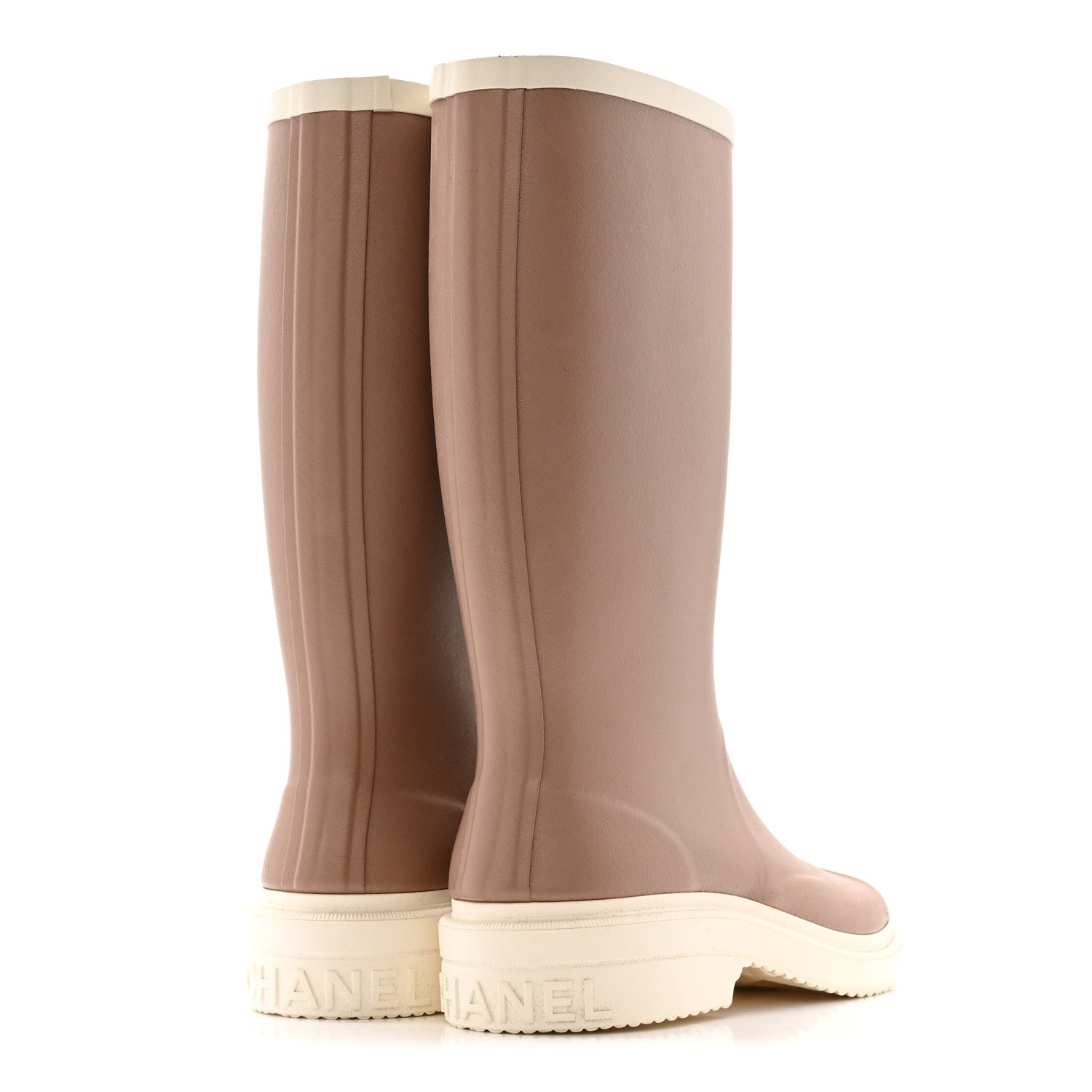 Chanel Caoutchouk CC High Boots 38 Beige White 1801634 – FASHIONPHILE