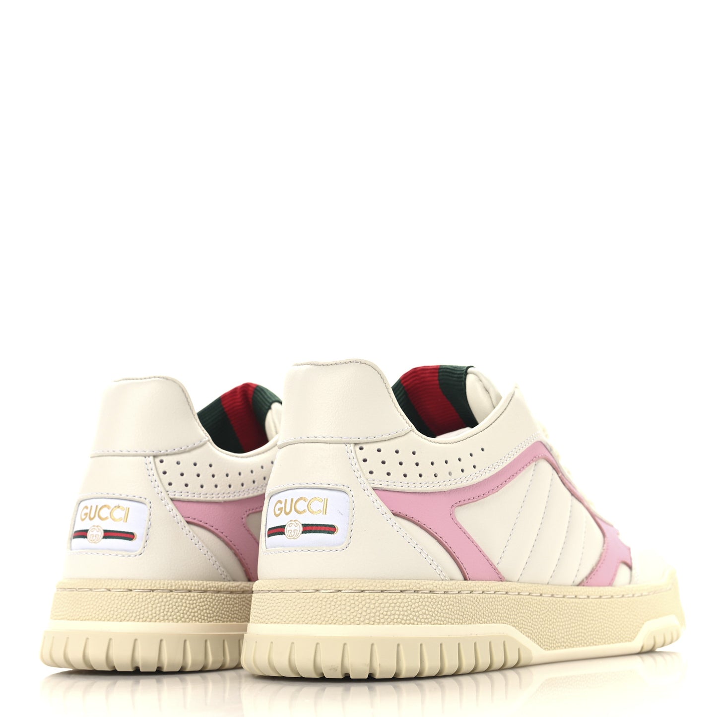 Calfskin Womens Re-Web Sneakers 36.5 White Pink