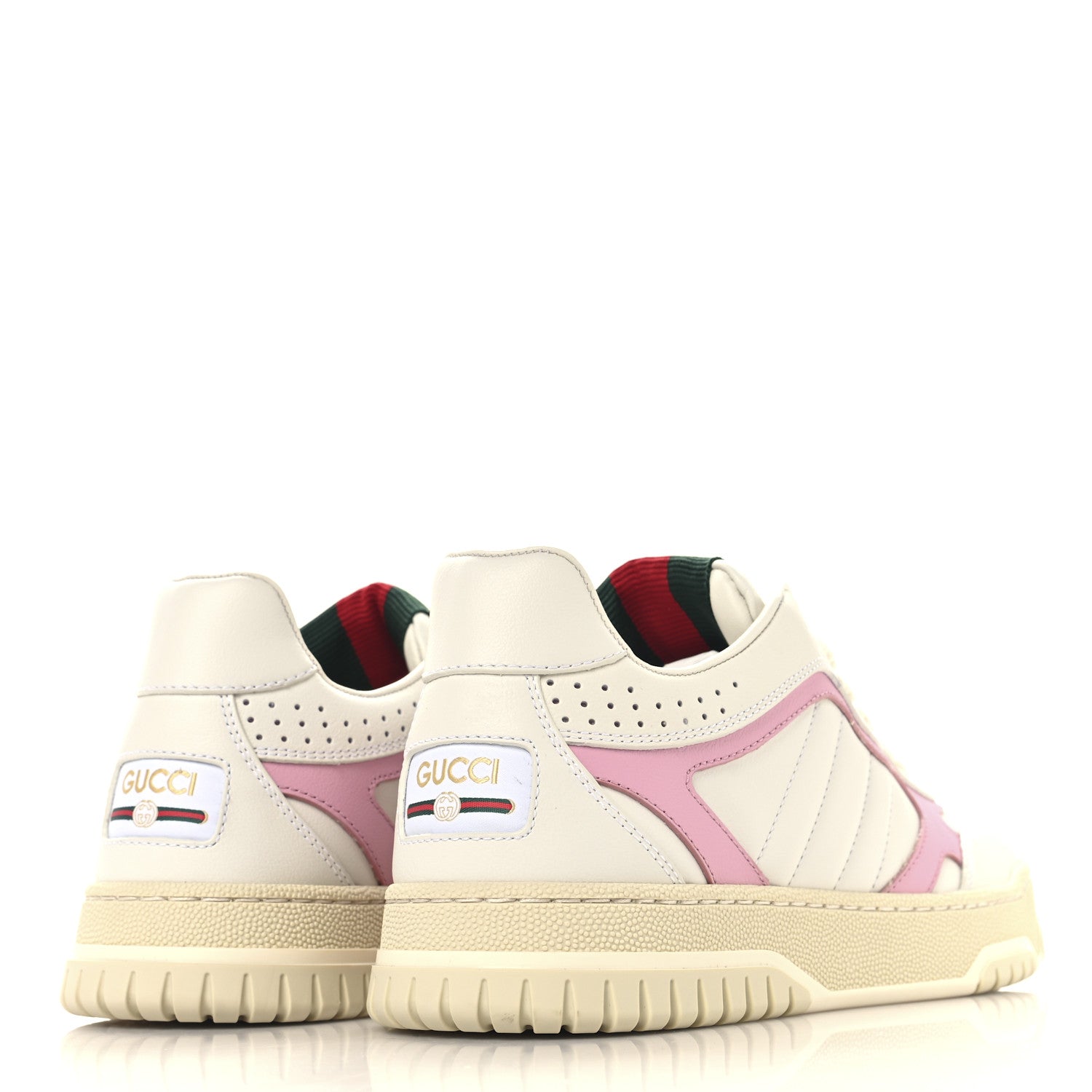 Gucci Calfskin Womens Re-Web Sneakers 36.5 White Pink 5 of 10