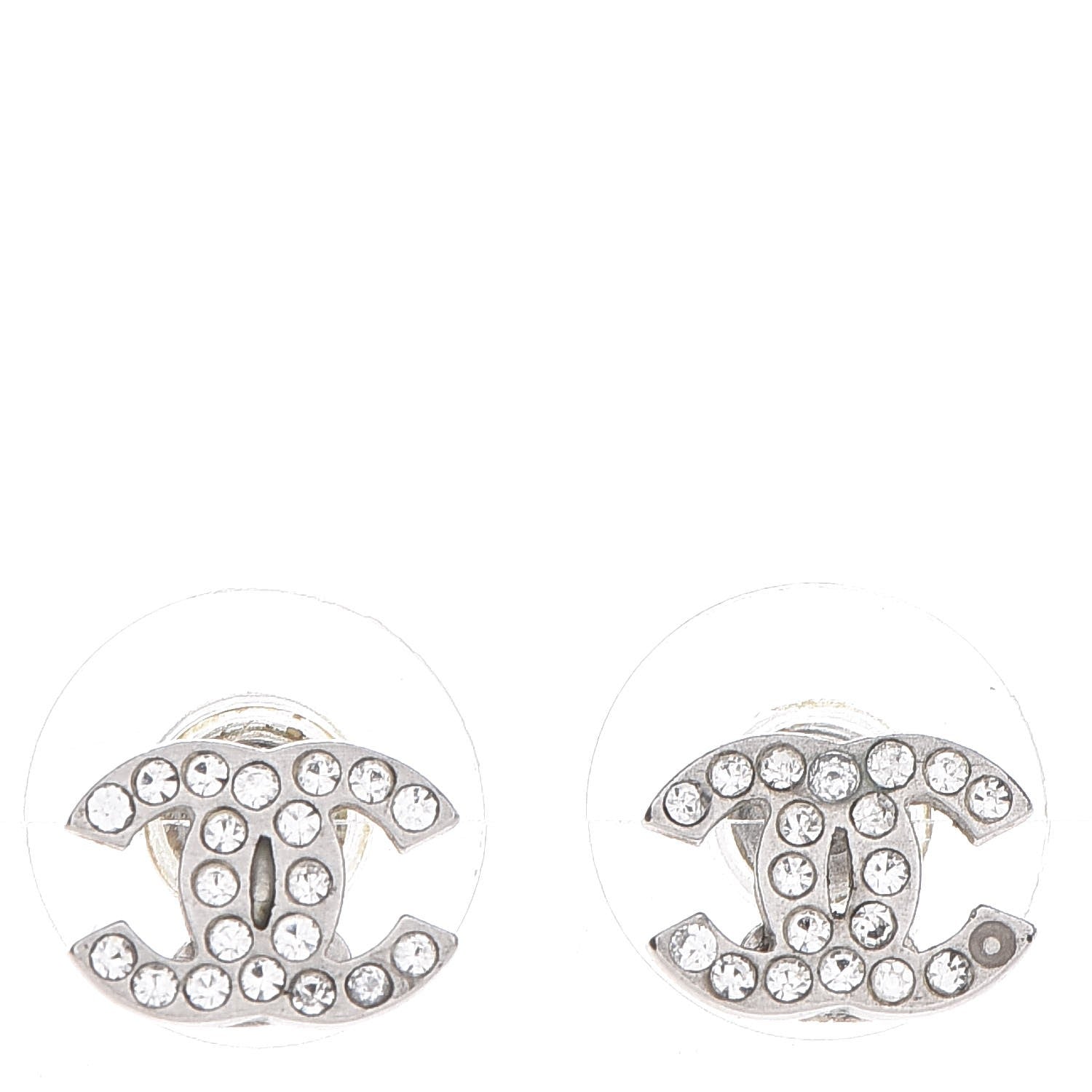 Chanel Crystal Mini Timeless CC Earrings Silver 1 of 6