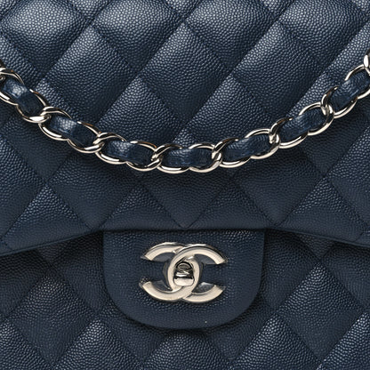 Chanel Caviar Quilted Jumbo Double Flap Navy Blue 7 of 9