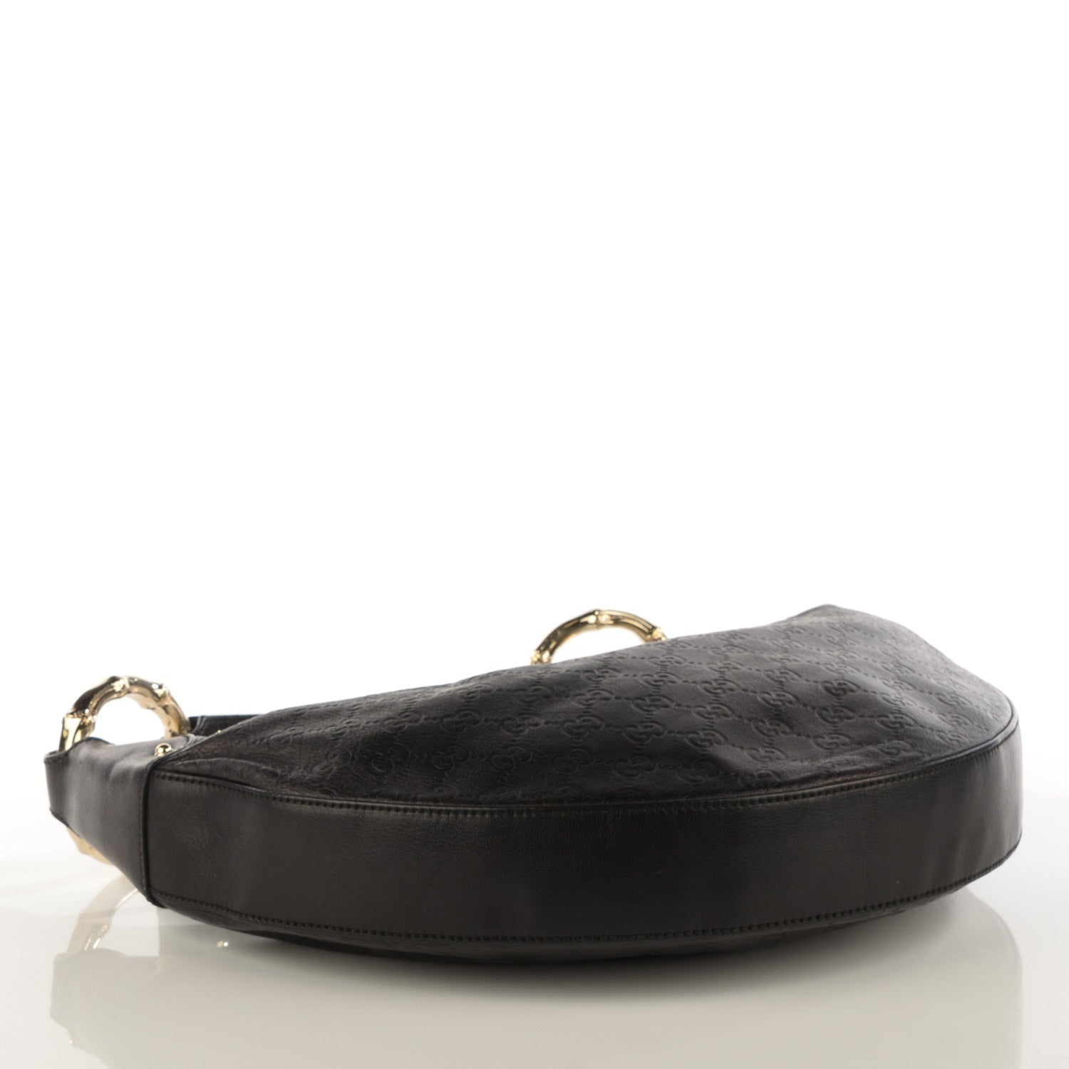Gucci Guccissima Half Moon Bamboo Ring Hobo Black 4 of 7