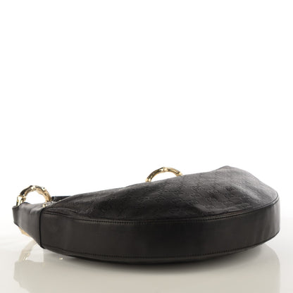 Gucci Guccissima Half Moon Bamboo Ring Hobo Black 4 of 7