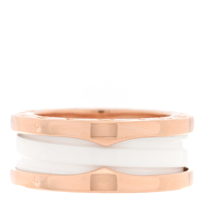 Bulgari 18K Rose Gold White Ceramic B.Zero1 Two-Band Ring 49 5 3 of 5