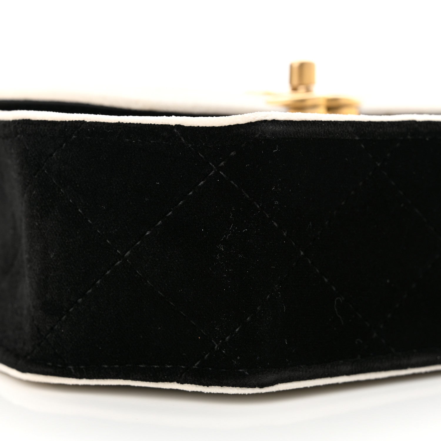 Chanel Velvet Quilted Mini Place Vendome Flap Black White 9 of 12