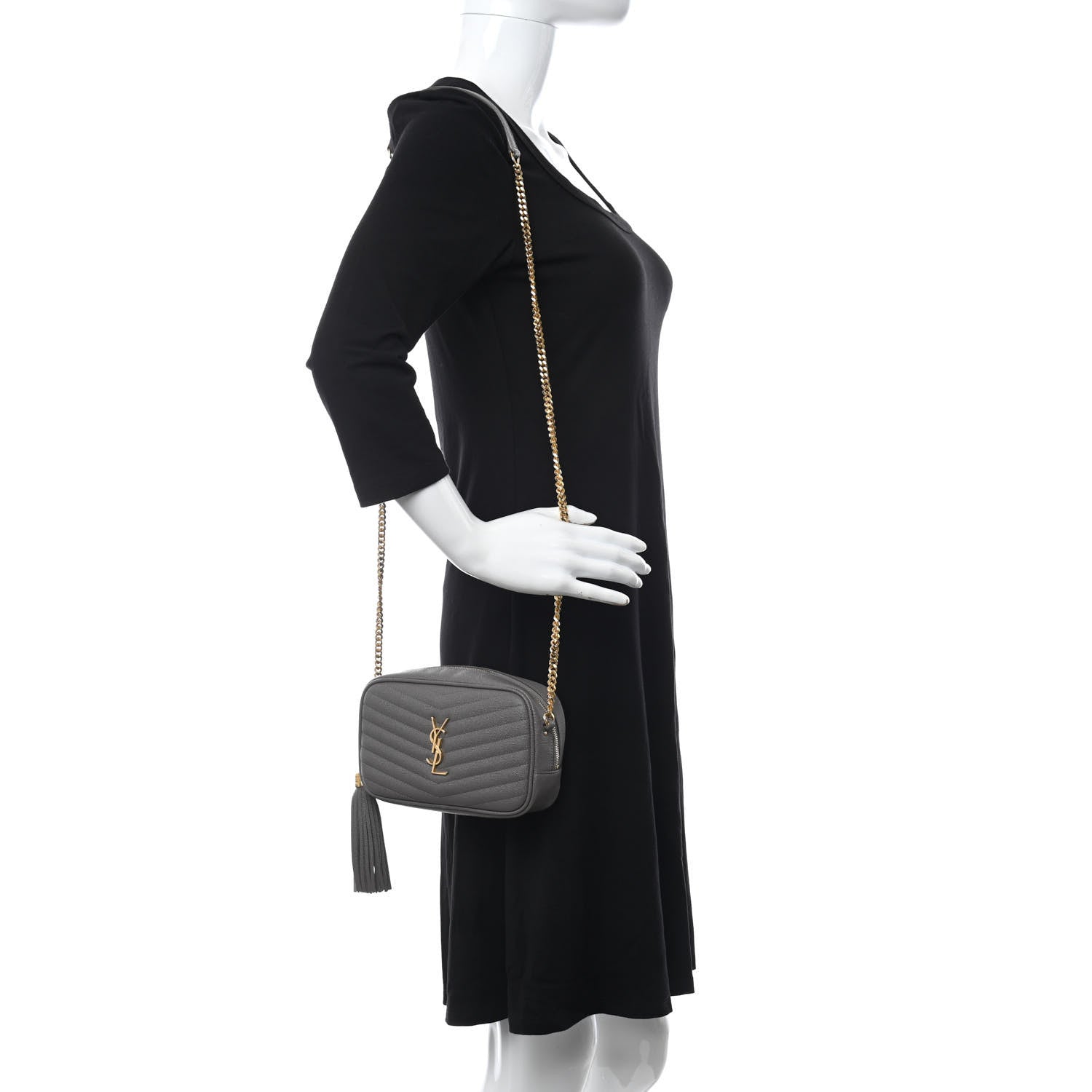 Saint Laurent Grain De Poudre Matelasse Monogram Mini Lou Camera Bag Fog 2 of 10
