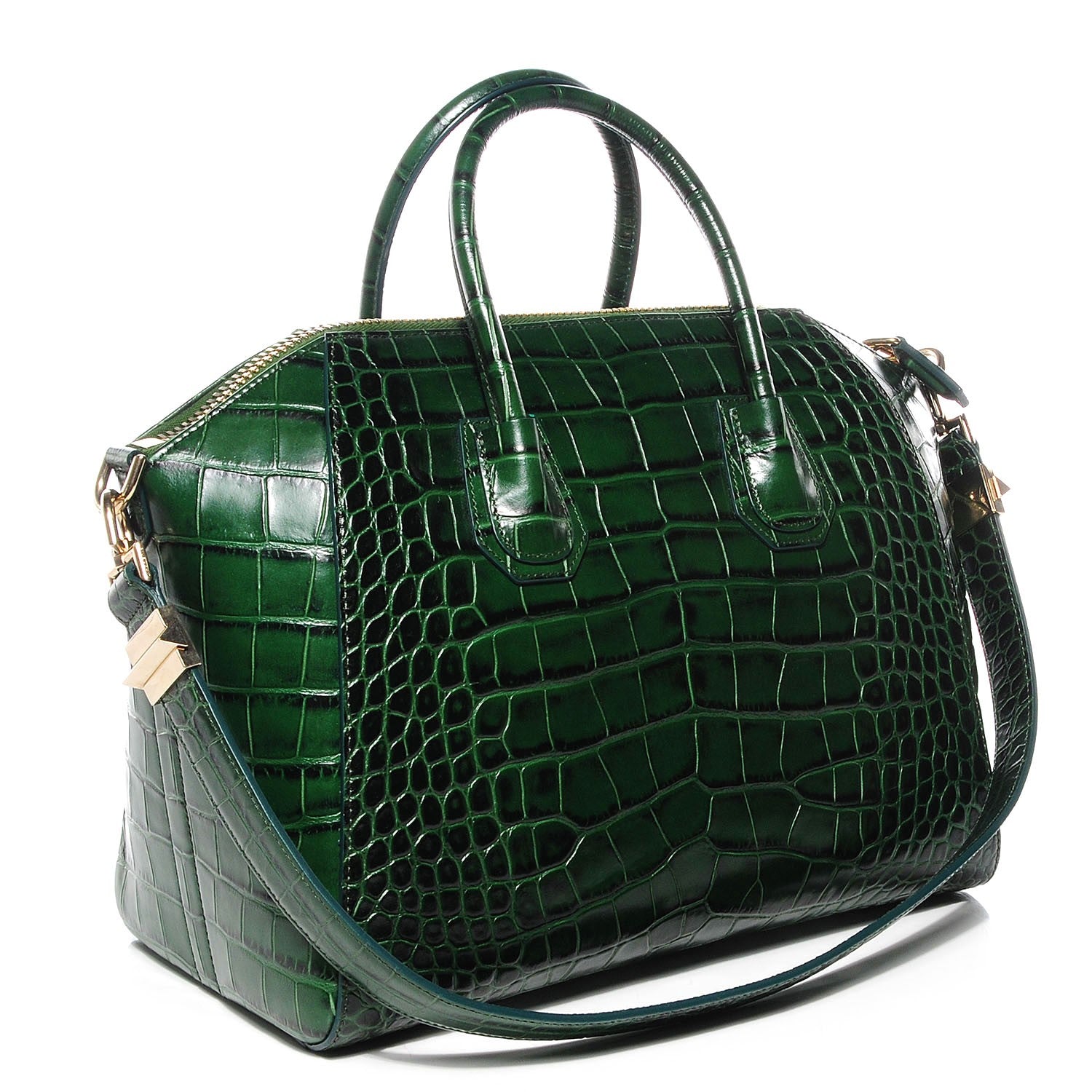 Givenchy Calfskin Crocodile Embossed Small Antigona Emerald 4 of 10