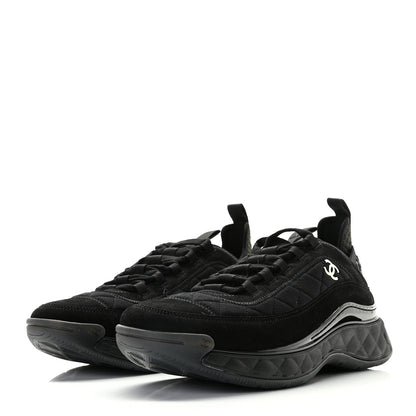 Chanel Suede Calfskin Mixed Fibers CC Sneakers 39.5 Black Dark Grey 3 of 11