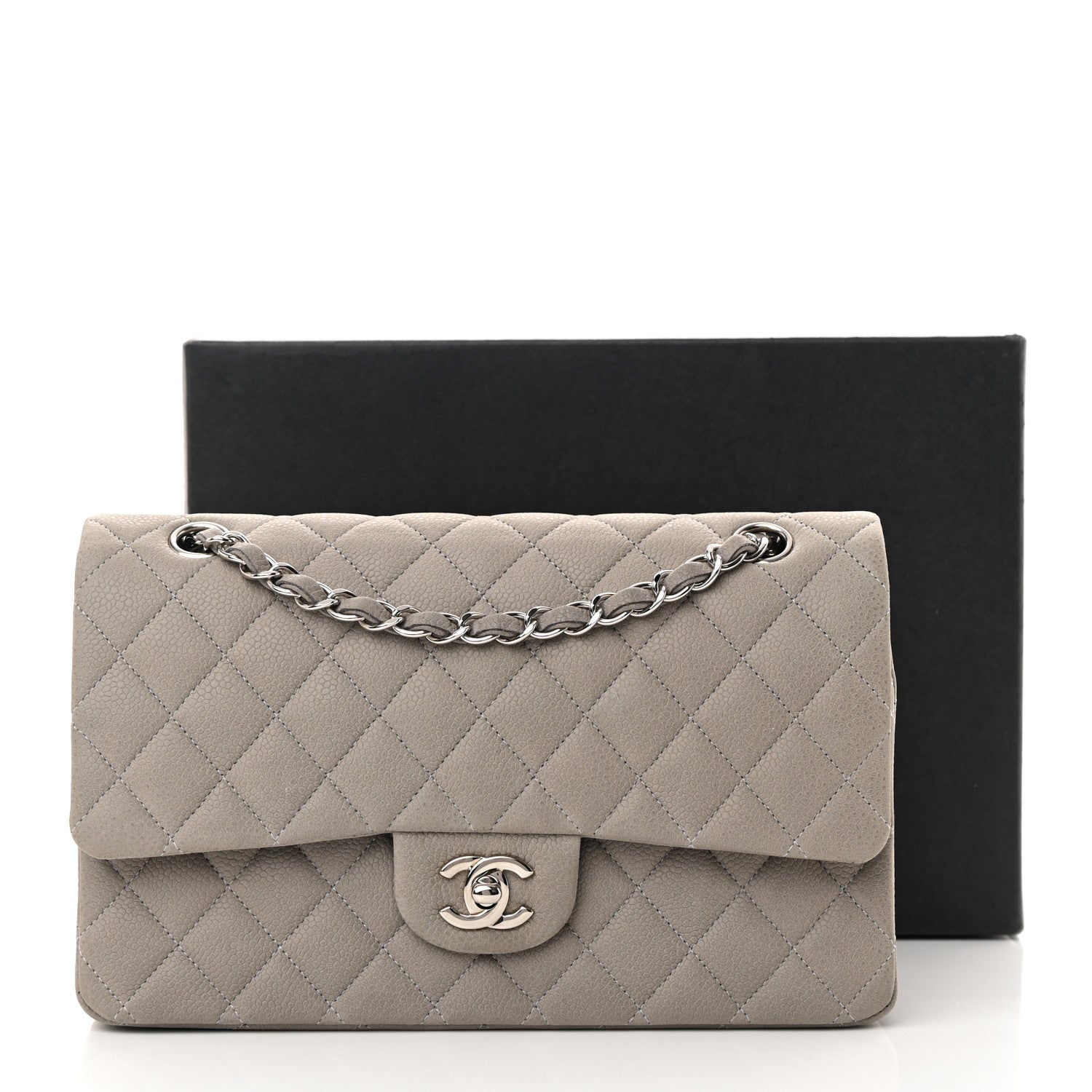 Chanel Iridescent Caviar Quilted Medium Double Flap Grey 16 of 16