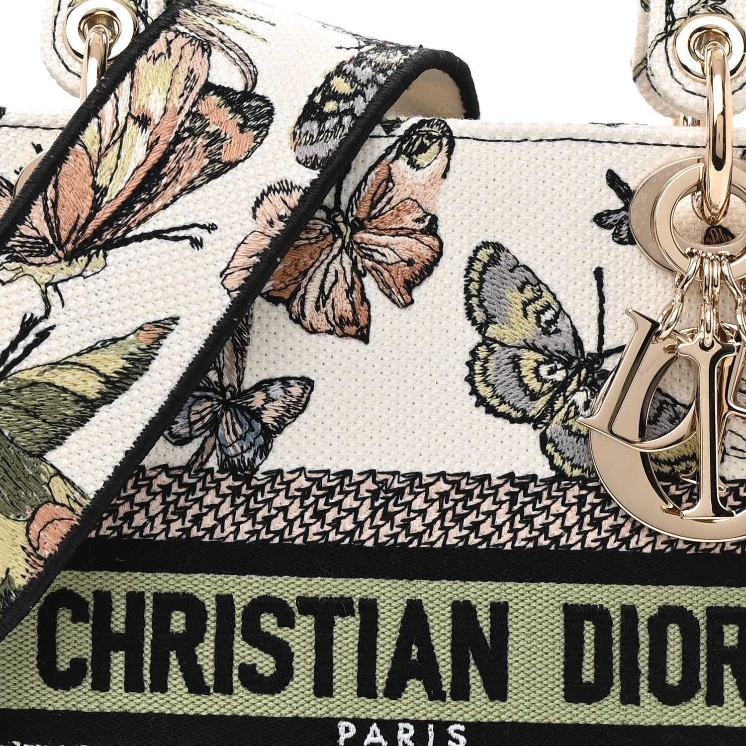 Christian Dior Canvas Toile de Jouy Mexico Embroidered Medium Lady D-Lite White Multicolor 8 of 13