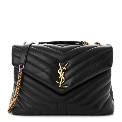 Saint Laurent Calfskin Y Quilted Monogram Medium Loulou Chain Satchel Black 1 of 10