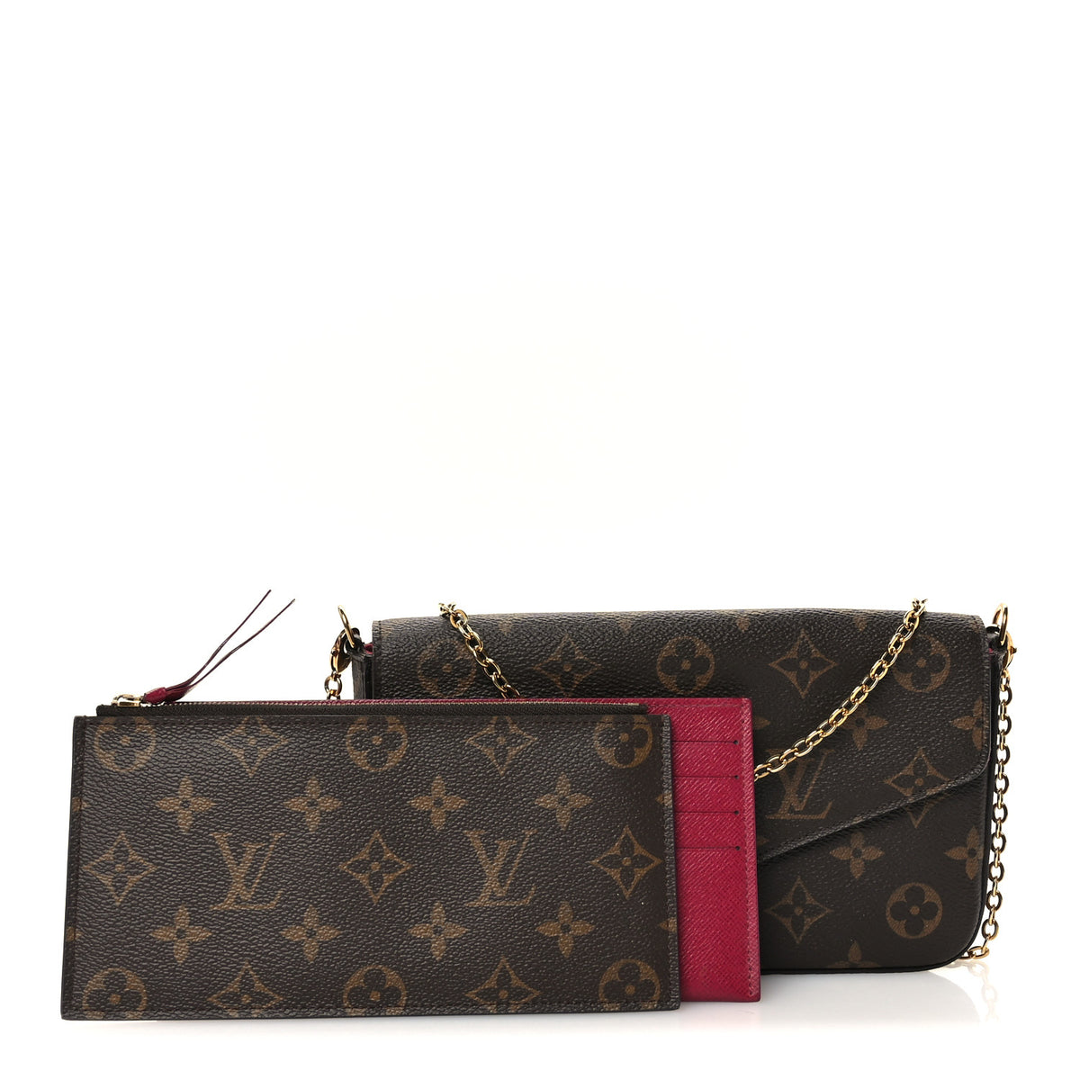 Louis Vuitton Monogram Pochette Felicie Chain Wallet Fuchsia 3 of 11