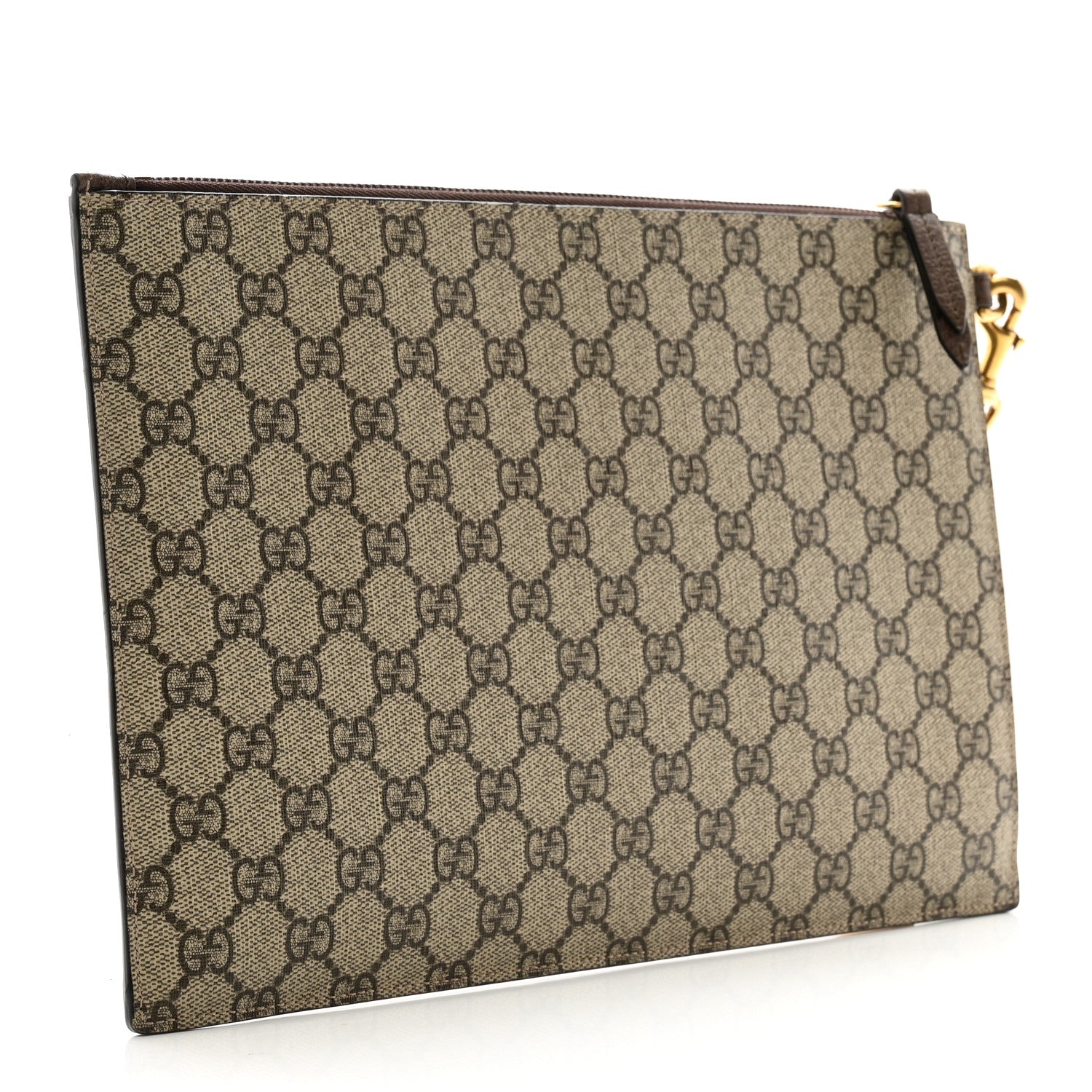 Gucci GG Supreme Monogram Neo Vintage Zip Wristlet Pouch Beige New Acero Crop 3 of 8