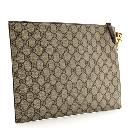 Gucci GG Supreme Monogram Neo Vintage Zip Wristlet Pouch Beige New Acero Crop 3 of 8