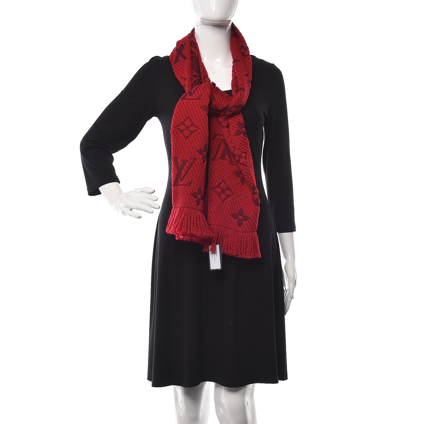 Wool Silk Logomania Scarf Rubis