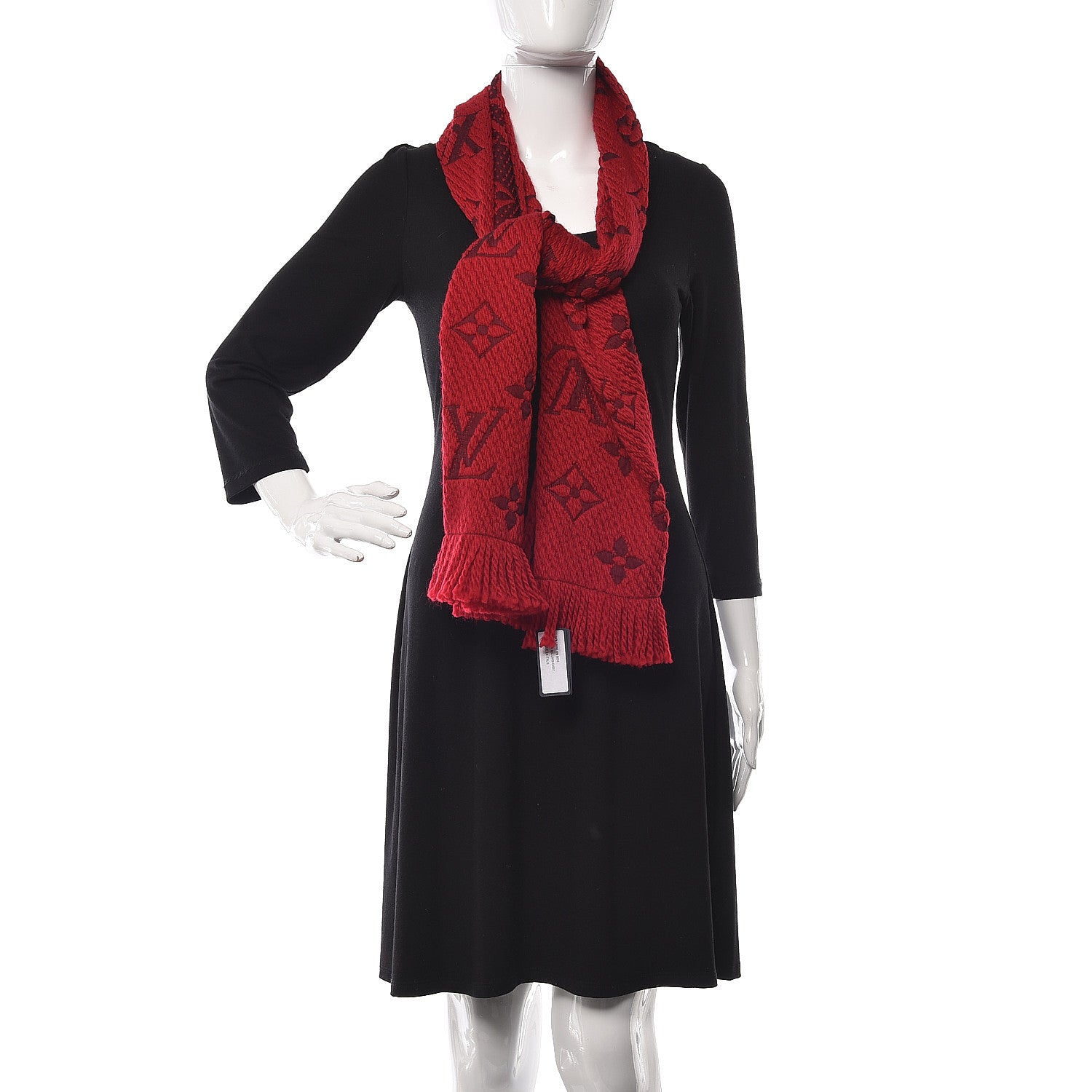 Louis Vuitton Wool Silk Logomania Scarf Rubis 2 of 4