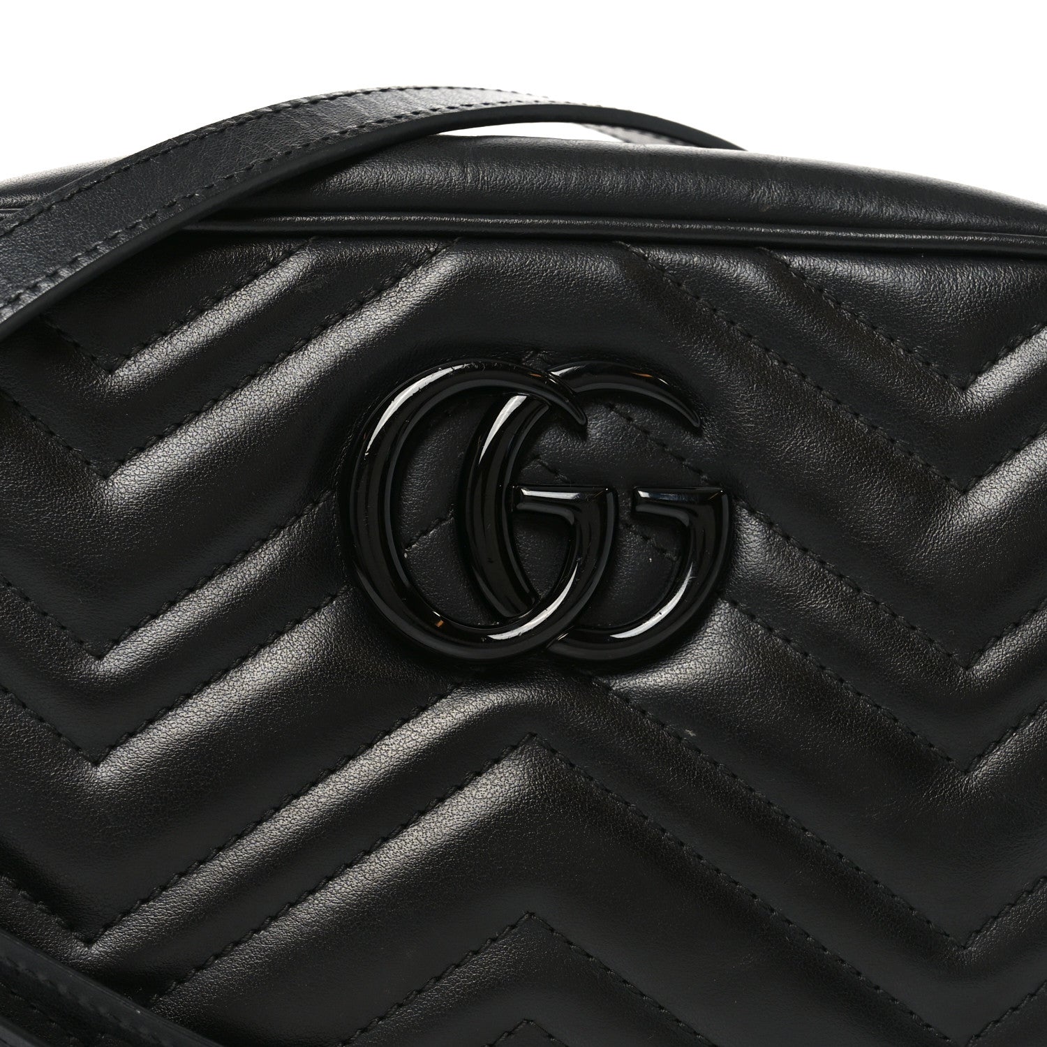 Gucci Calfskin Matelasse Monochrome Small GG Marmont Chain Shoulder Bag Black 8 of 11
